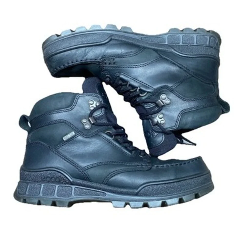 ECCO Track 25 GoreTex Mid Hiking Boot Mens EU 42 US 8.5 Waterproof Black Leather